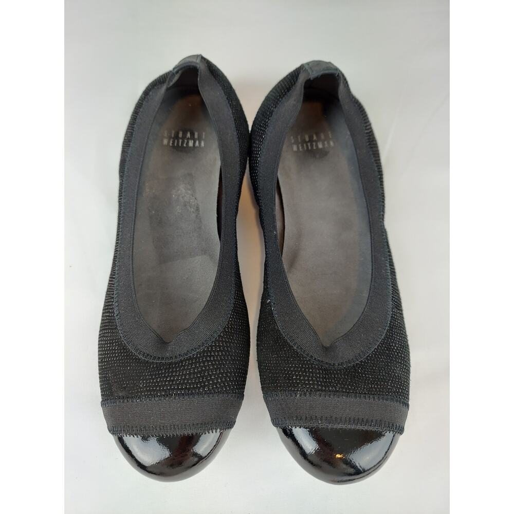 Stuart Weitzman Ballerina Flats Patent Toe Black Stretch 6.5 M